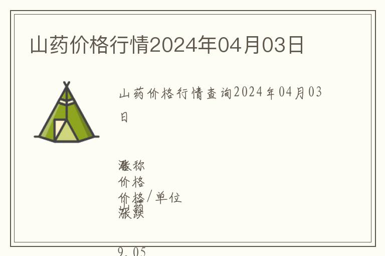 山藥價格行情2024年04月03日