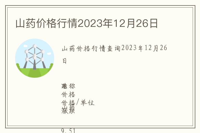 山藥價(jià)格行情2023年12月26日