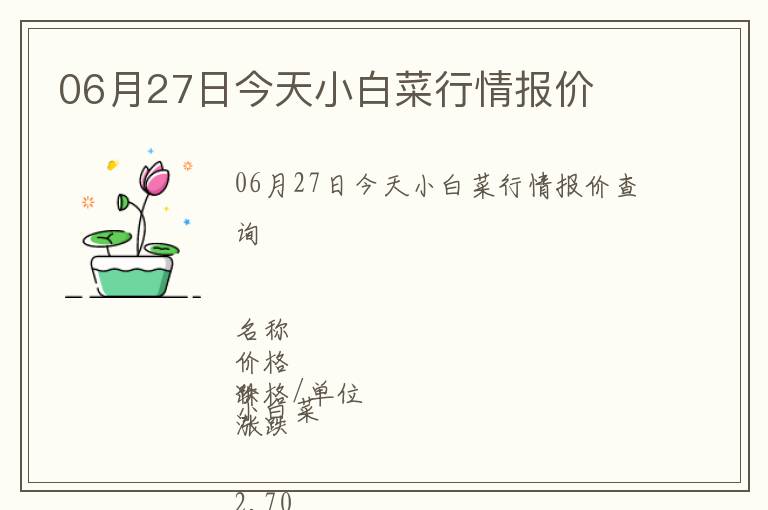 06月27日今天小白菜行情報(bào)價(jià)