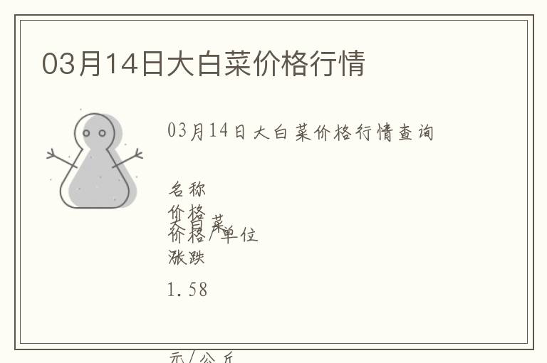 03月14日大白菜價(jià)格行情