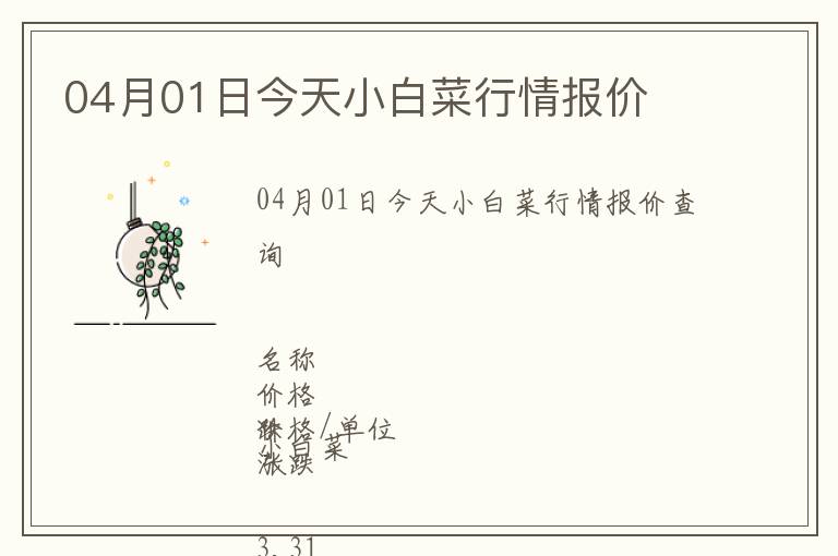 04月01日今天小白菜行情報(bào)價(jià)