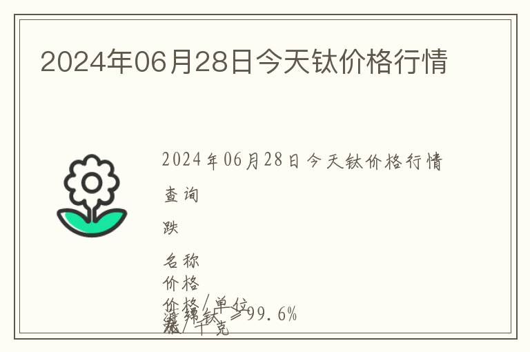 2024年06月28日今天鈦價(jià)格行情