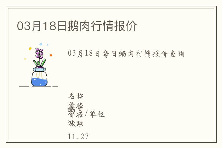 03月18日鵝肉行情報(bào)價(jià)