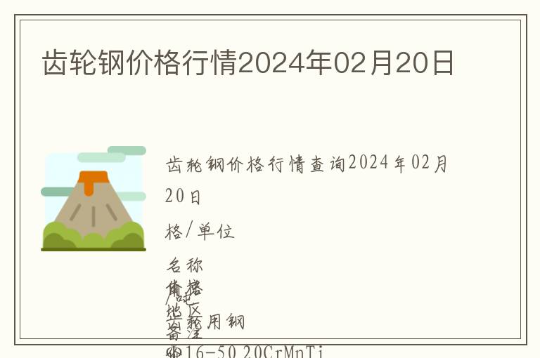 齒輪鋼價格行情2024年02月20日