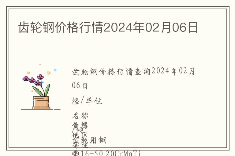 齒輪鋼價格行情2024年02月06日