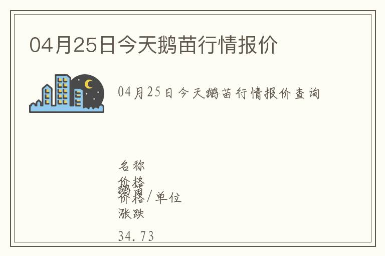 04月25日今天鵝苗行情報(bào)價(jià)