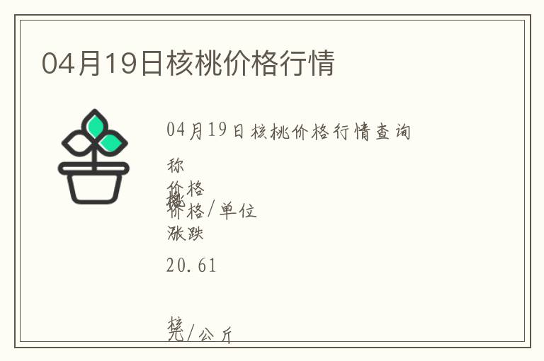 04月19日核桃價格行情