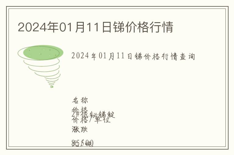 2024年01月11日銻價格行情