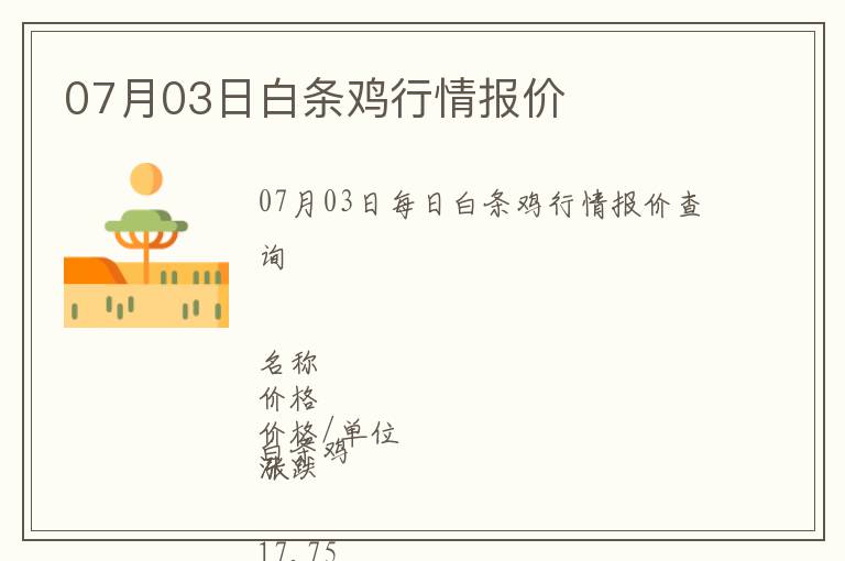 07月03日白條雞行情報(bào)價