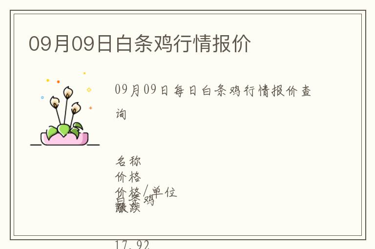 09月09日白條雞行情報(bào)價(jià)