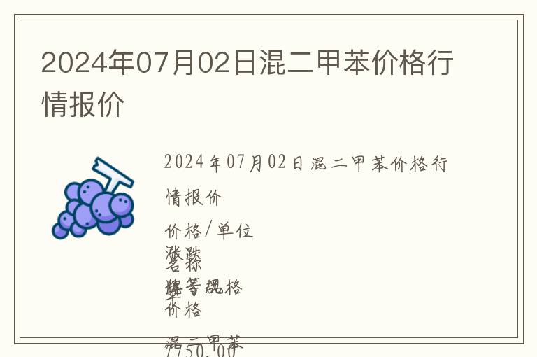 2024年07月02日混二甲苯價格行情報價