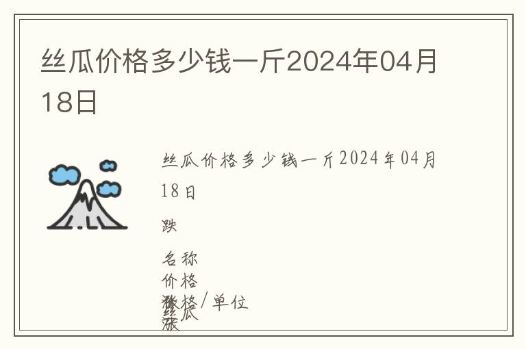 絲瓜價格多少錢一斤2024年04月18日