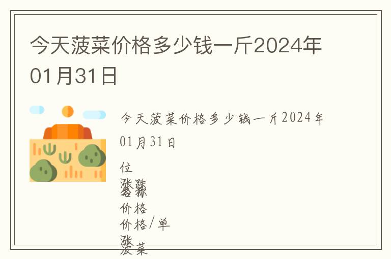 今天菠菜價格多少錢一斤2024年01月31日