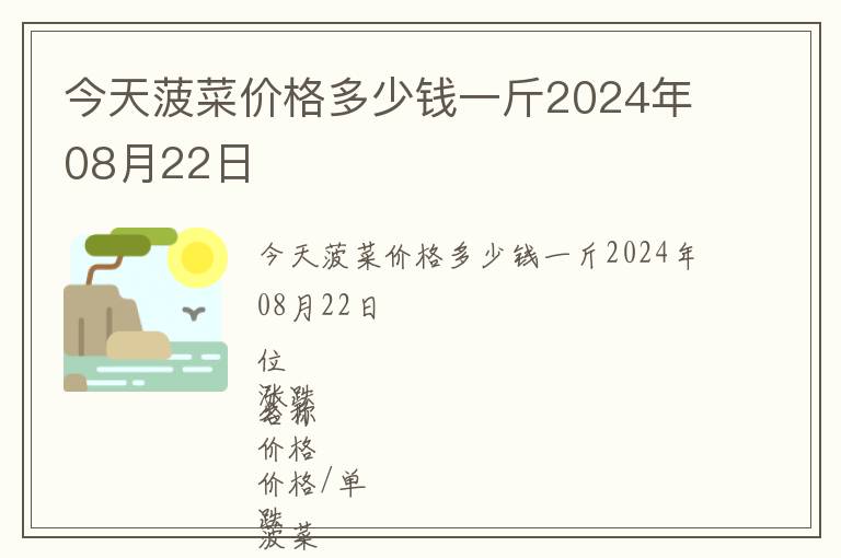 今天菠菜價格多少錢一斤2024年08月22日