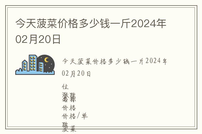今天菠菜價格多少錢一斤2024年02月20日