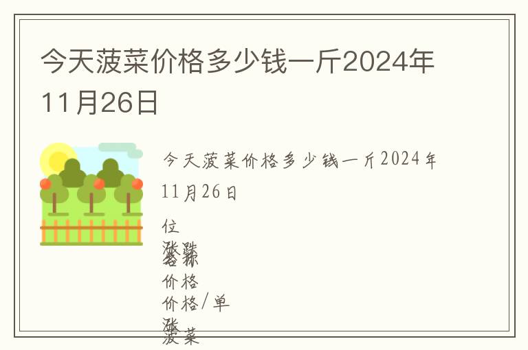 今天菠菜價格多少錢一斤2024年11月26日