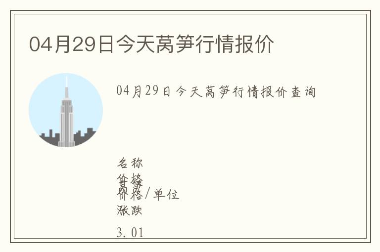 04月29日今天萵筍行情報價
