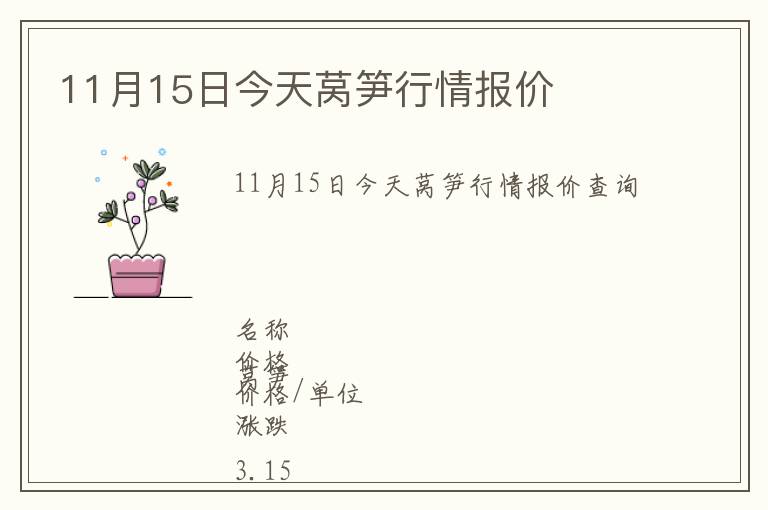 11月15日今天萵筍行情報(bào)價(jià)