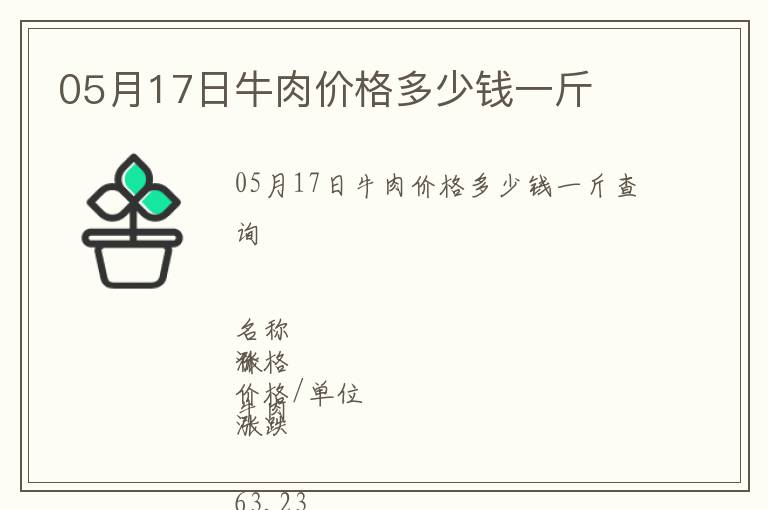 05月17日牛肉價格多少錢一斤