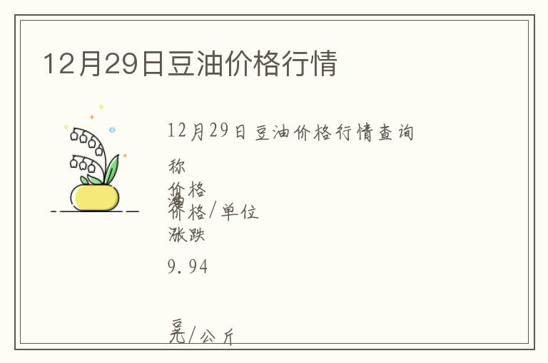 12月29日豆油價(jià)格行情