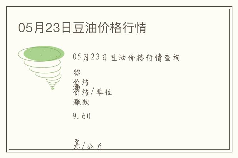 05月23日豆油價(jià)格行情
