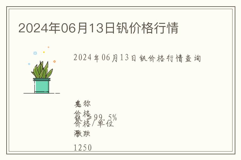 2024年06月13日釩價格行情
