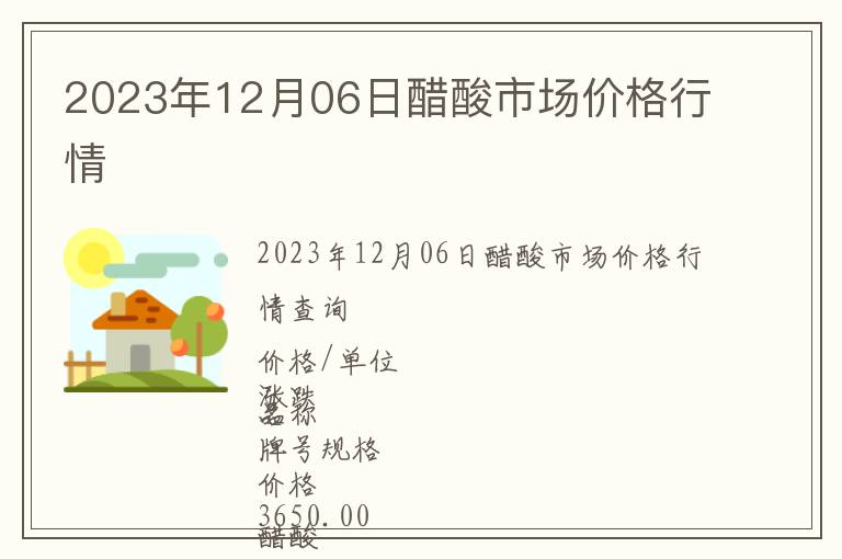 2023年12月06日醋酸市場價(jià)格行情
