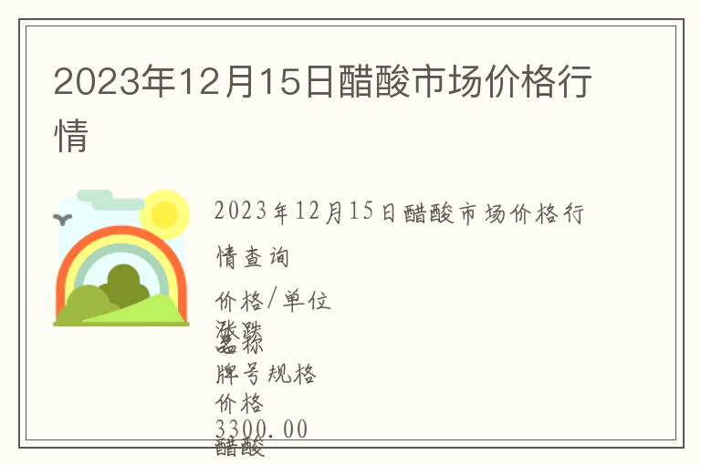 2023年12月15日醋酸市場價格行情