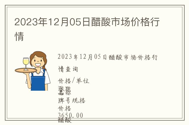 2023年12月05日醋酸市場價格行情