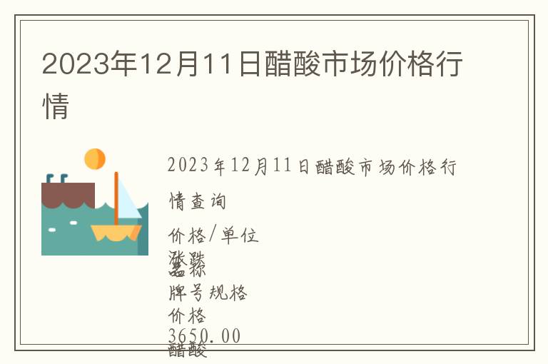 2023年12月11日醋酸市場價格行情