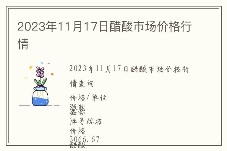 2023年11月17日醋酸市場價格行情