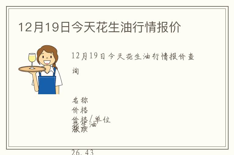 12月19日今天花生油行情報價