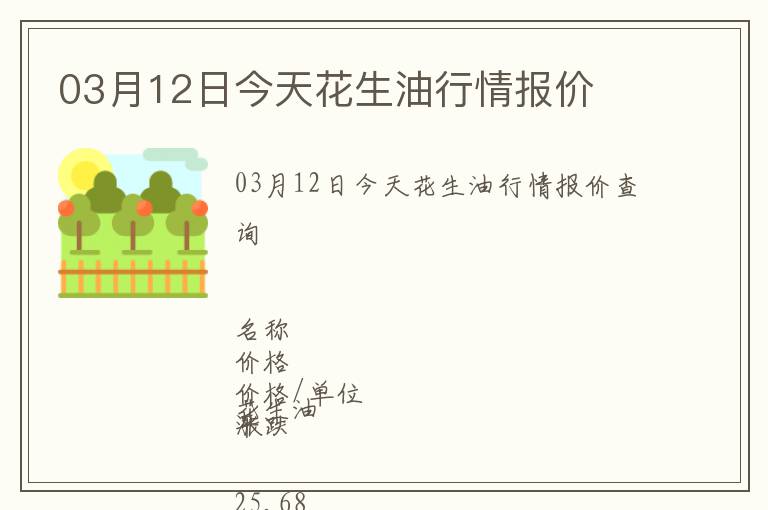 03月12日今天花生油行情報價