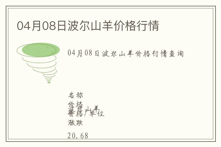 04月08日波爾山羊價(jià)格行情