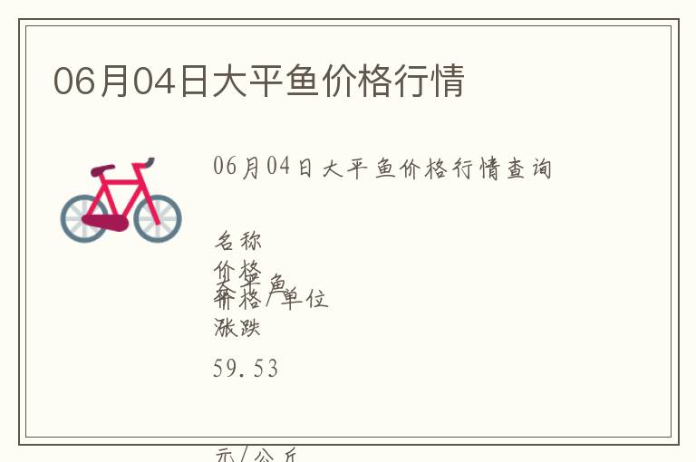 06月04日大平魚(yú)價(jià)格行情