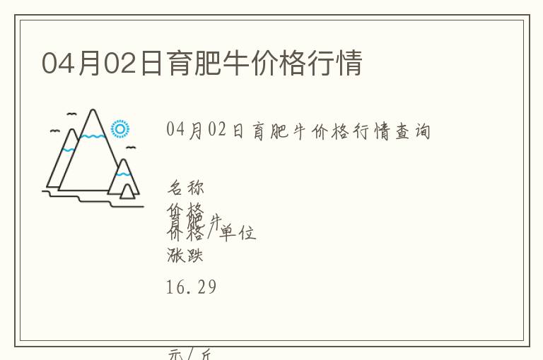 04月02日育肥牛價格行情