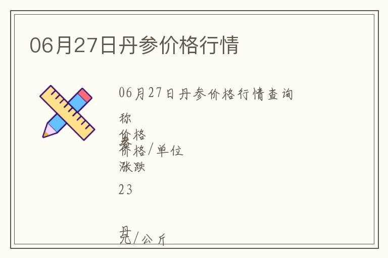 06月27日丹參價格行情