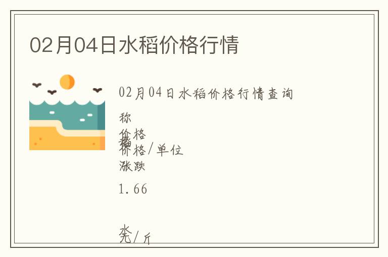 02月04日水稻價格行情
