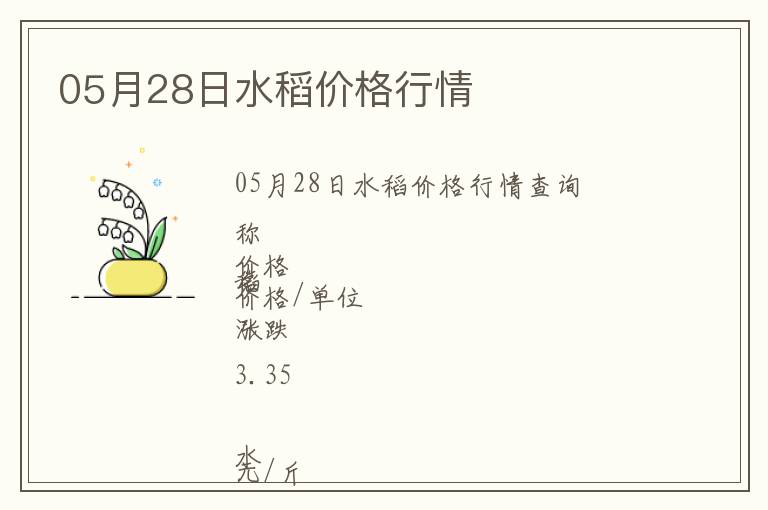 05月28日水稻價格行情