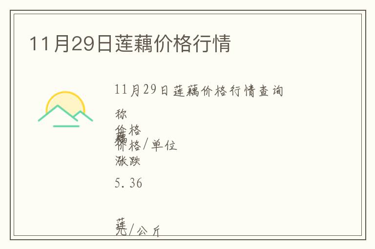 11月29日蓮藕價(jià)格行情