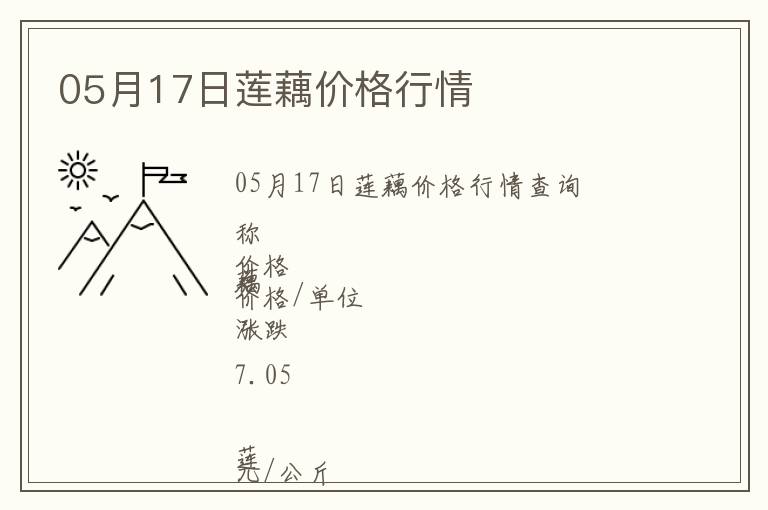 05月17日蓮藕價格行情