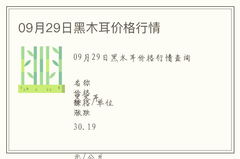09月29日黑木耳價格行情