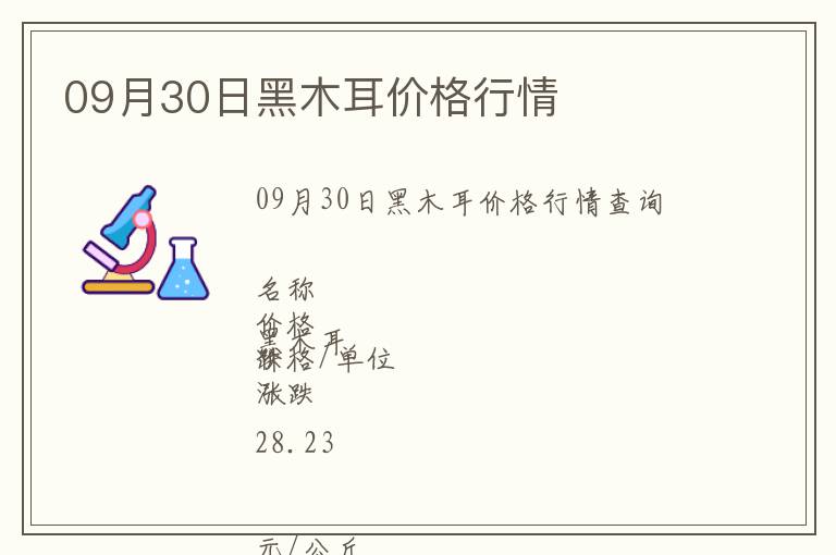 09月30日黑木耳價格行情