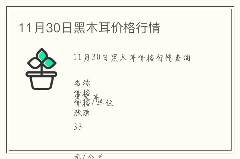 11月30日黑木耳價格行情