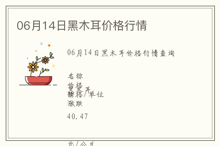 06月14日黑木耳價格行情