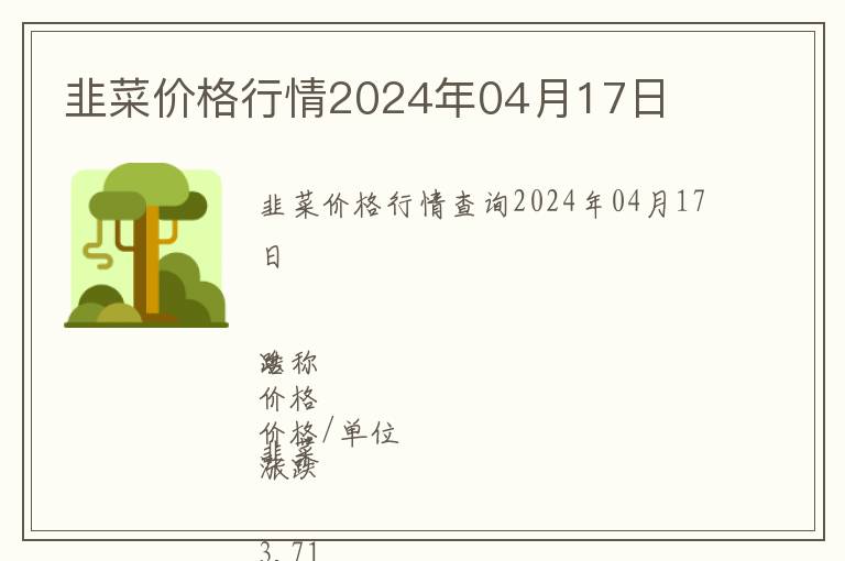 韭菜價格行情2024年04月17日