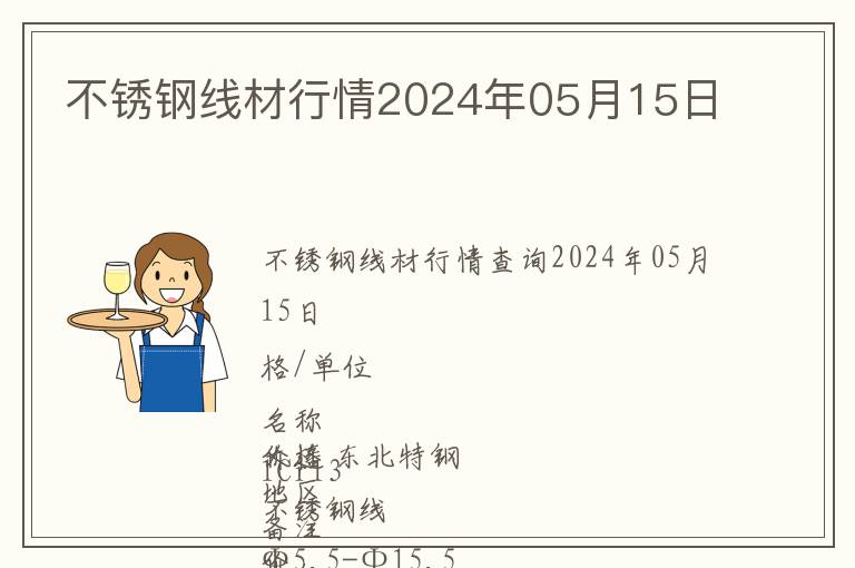 不銹鋼線材行情2024年05月15日