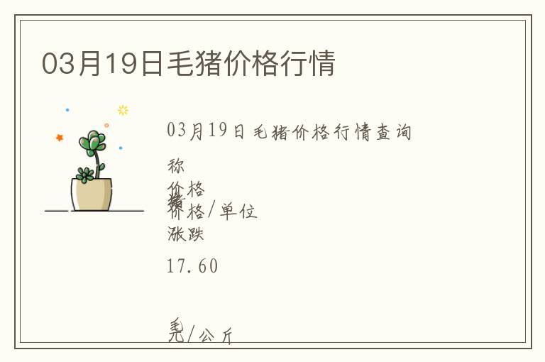 03月19日毛豬價(jià)格行情