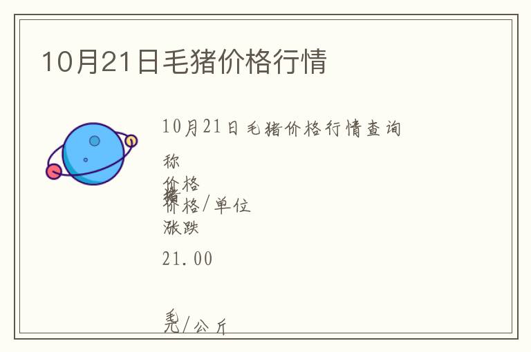 10月21日毛豬價(jià)格行情