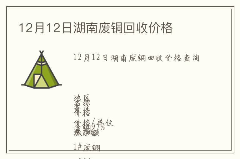 12月12日湖南廢銅回收價(jià)格